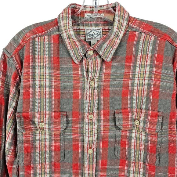 Mens California Fit Western Cowboy Outdoor Rugged Work Farm Red Plaid Flannel LG - Picture 3 of 13